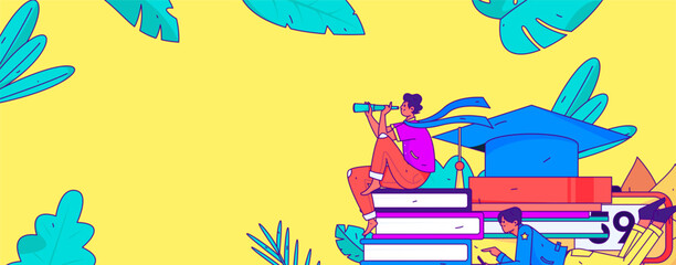 Online education remotely through online classes flat vector concept operation illustration