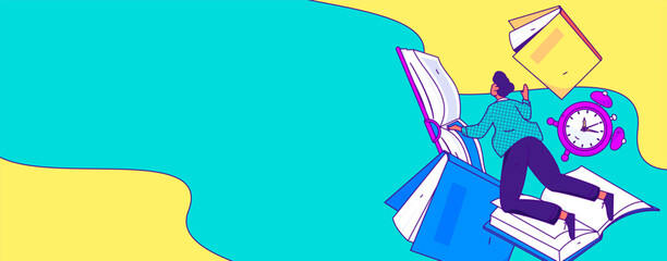 Online education remotely through online classes flat vector concept operation illustration