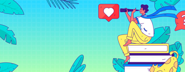 Online education remotely through online classes flat vector concept operation illustration