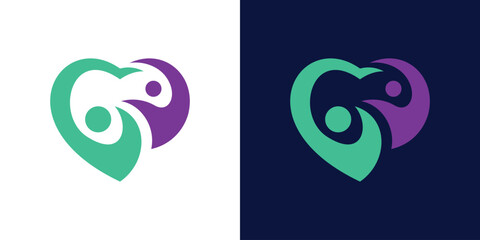 health care logo design, people elements combined with love.