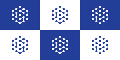 Inspiration for a digital technology connection logo design with a hexagon shape.