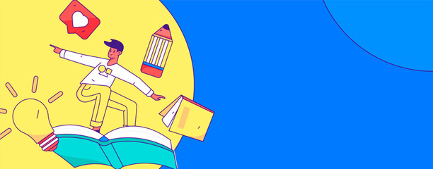 Online education remotely through online classes flat vector concept operation illustration