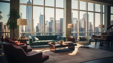 Keuken foto achterwand Manhattan Twilight Splendor: Luxury Manhattan Apartment with Floor-to-Ceiling Views