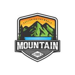 Vintage Mountain Logo Design Vector Template