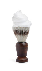 Fototapeta na wymiar Shaving brush with foam isolated on white