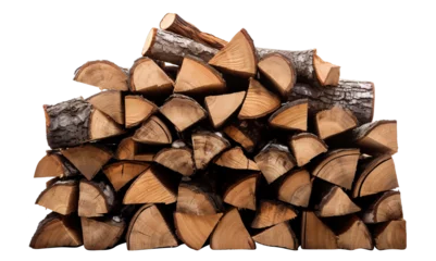 Crédence de cuisine en verre imprimé Texture du bois de chauffage Stacked firewood cut out