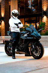the person on a motorcycle sport bike helmet rider biker