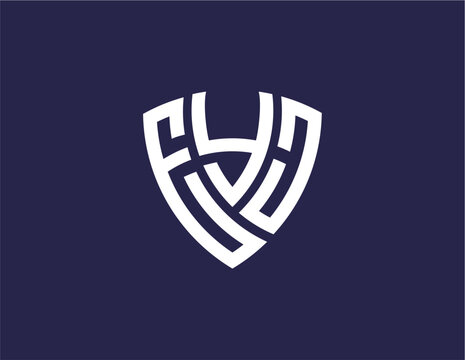 EYJ creative letter shield logo design vector icon illustration