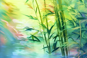 カラフルな竹のイラスト