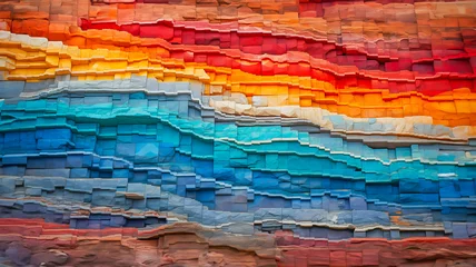Zelfklevend Fotobehang 色彩のストラタ、世界に広がるジオパークの壮大な地層パノラマ © WATA3