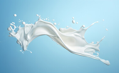 Milk Splash on Blue Background - Freeze Frame Liquid - Generative AI