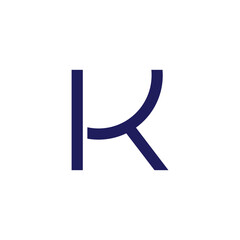letter kt simple geometric curve line logo vector