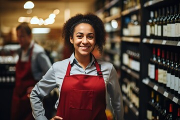 Smiling Liquor store manager posing looking at the camera