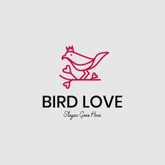 Obraz premium vector bird love mono line logo design vector illustration