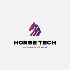 vector horse tech modern logo design vector illustration