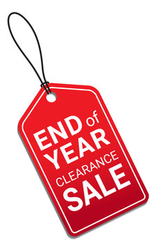 End of year clearance sale red tag banner vector EPS10 isolated on white background, for decorate your shopping website.