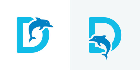 Dolphin Initial D Logo Template. Dolphin Logo Design