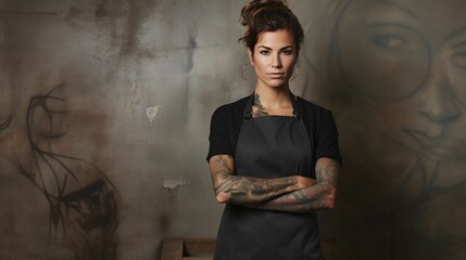 Master Chef, Female with blank wall for Copy
