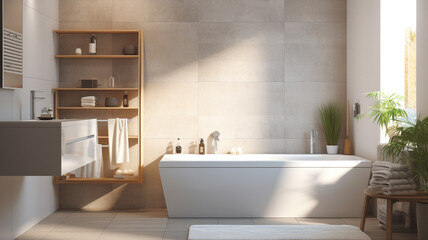 Fototapeta na wymiar modern bathroom interior with tiles generativa IA
