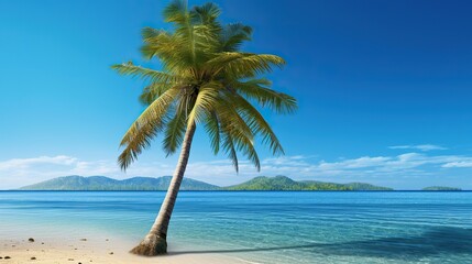 Fototapeta na wymiar potrait Beautiful tropical beach desert island with white sand coconut trees and turquoise sea