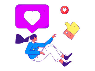 Virtual social concept business flat vector illustration