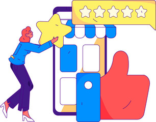 Virtual social concept business flat vector illustration