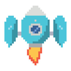 Obraz premium battle ship pixels launching