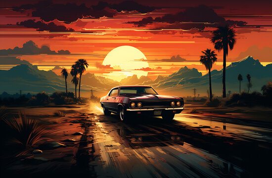 modern back to the car illustration, wallpaper, generative ai