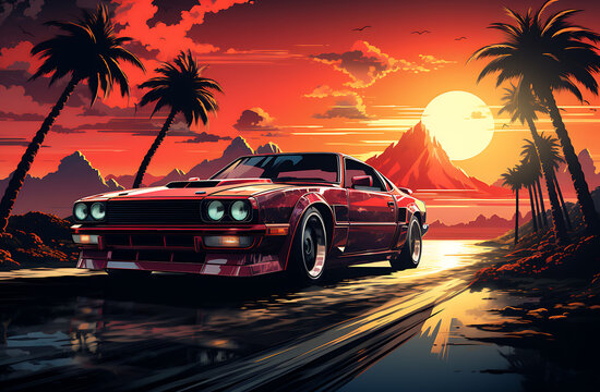 modern back to the car illustration, wallpaper, generative ai