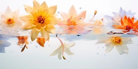 Deurstickers 水面に浮かぶ秋の花のアレンジ © Ukiuki-tsuguri