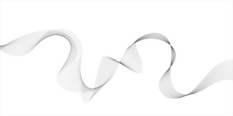 Abstract wave element for design. Digital frequency track equalizer. Stylized line art background. Vector illustration. Wave with lines created using blend tool. Curved wavy line, smooth stripe.
