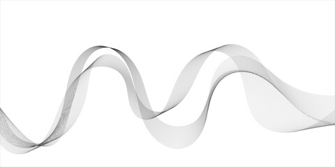 Abstract wave element for design. Digital frequency track equalizer. Stylized line art background. Vector illustration. Wave with lines created using blend tool. Curved wavy line, smooth stripe.