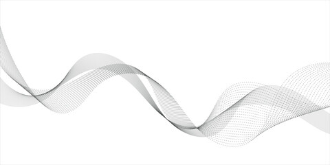 Abstract wave element for design. Digital frequency track equalizer. Stylized line art background. Vector illustration. Wave with lines created using blend tool. Curved wavy line, smooth stripe.