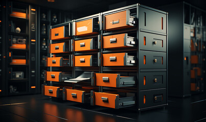 modern office cabinet, metal cabinet, metal file cabinet, generative ai