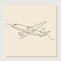 Fototapeta na wymiar Continuous ingle one line drawing of flying airplane. line art of jet plane aero modeling remote control. Vector illustration