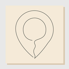 Continuous single one line drawing of pin map navigation. Line art of location point marker. Vector illustration