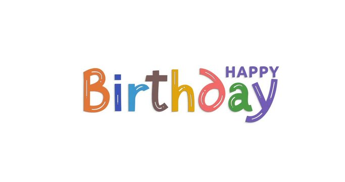 Captivating Happy Birthday Text Animation: Colorful, Background Editable with Alpha Channel. Great for greeting, wishes, and celebration