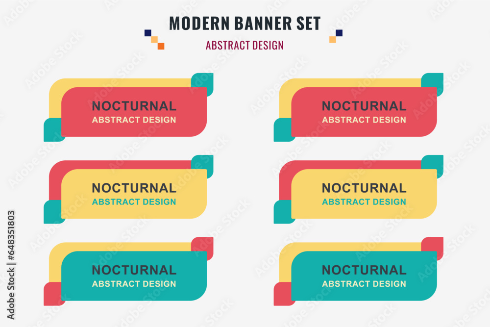 Wall mural modern abstract vector banner set. flat geometric shape with different colors and different style. t