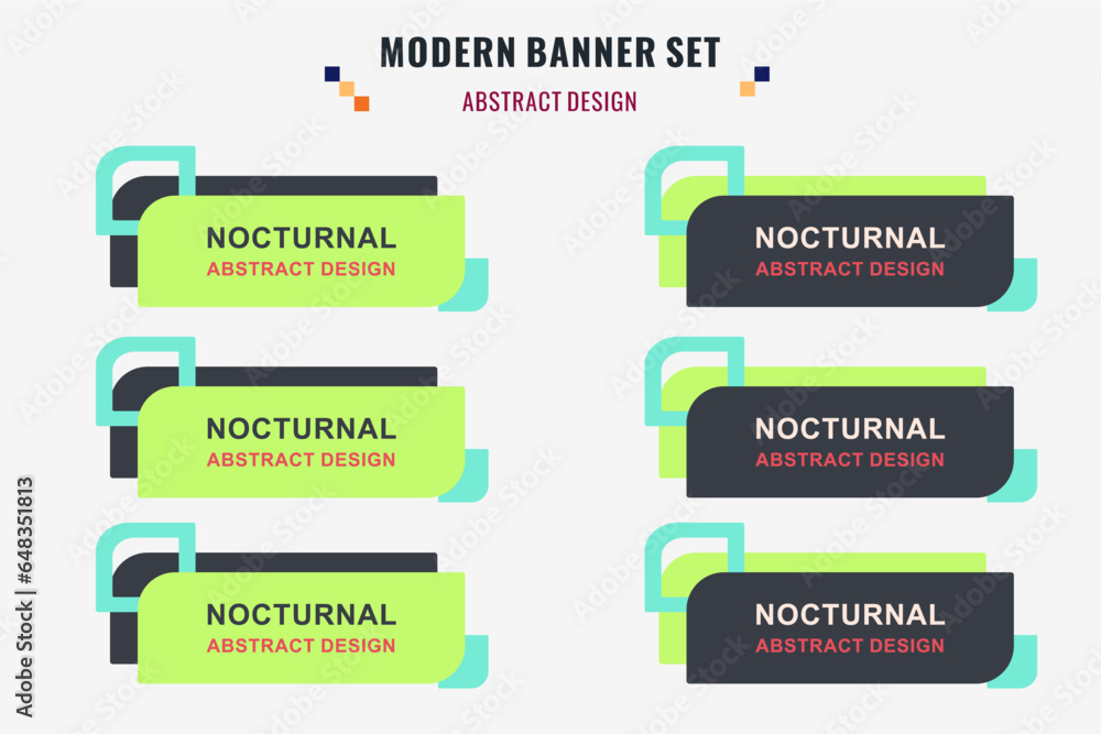 Wall mural modern abstract vector banner set. flat geometric shape with different colors and different style. t