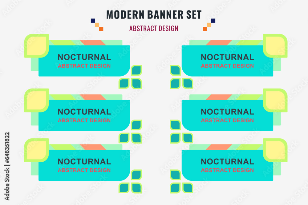 Wall mural modern abstract vector banner set. flat geometric shape with different colors and different style. t