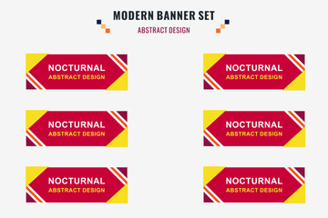 Modern abstract vector banner set. Flat geometric shape with different colors and different style. Template for web or print design, ready to use.