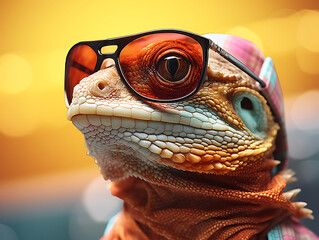 stylish glasses chameleon, generative ai