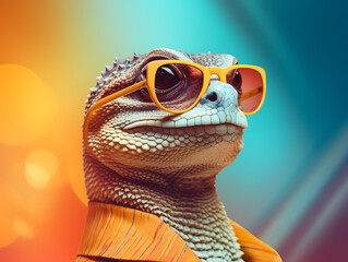 stylish glasses chameleon, generative ai
