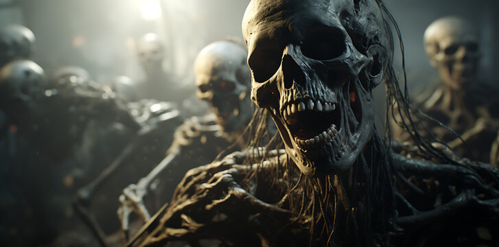 zombie with multiple zombies, generative ai