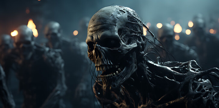 zombie with multiple zombies, generative ai