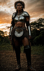 Fototapeta premium photo of savage barbaric tribal with armor , generative AI