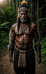 photo of savage barbaric tribal with armor , generative AI
