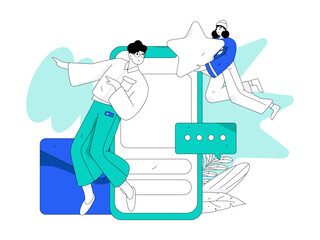 Virtual social concept business flat vector illustration