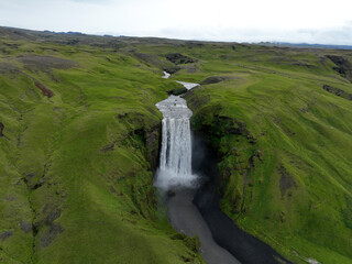 Aerial view of the Gullfoss waterfall in Iceland