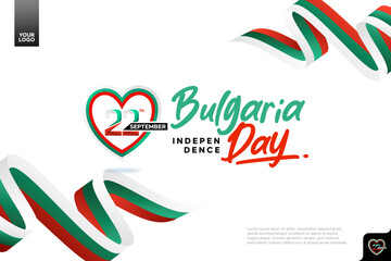 Bulgaria independence day logotype september 22th with love shape and flag background